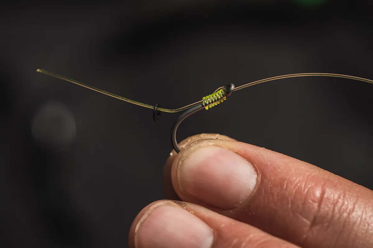 The chod section - which is just like a chod rig - uses Mouth Trap material, which can be curved to the perfect angle to ensure that the hook point has a good chance of taking hold in the mouth of a big fish