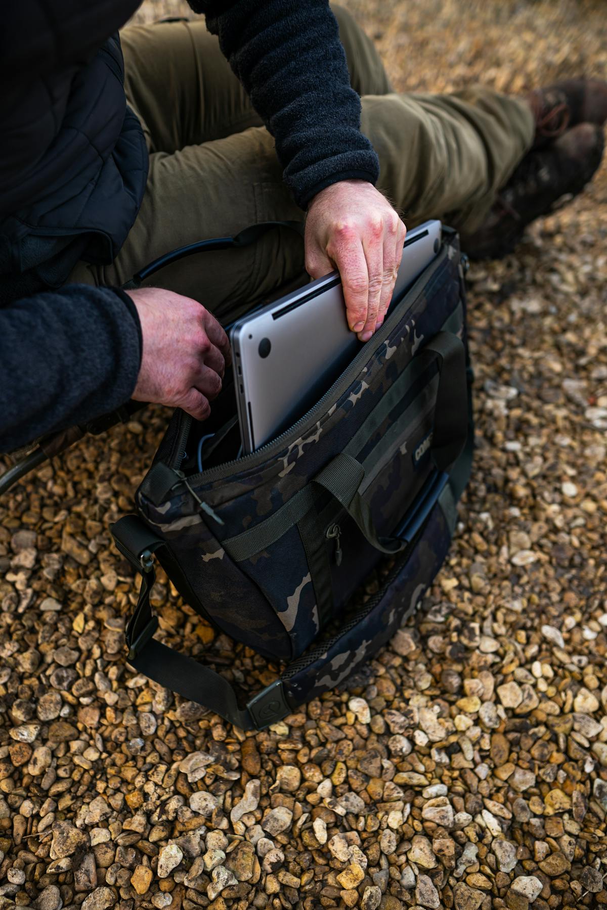 Padded internal pocket designed for everyday essentials commonly found when working remotely