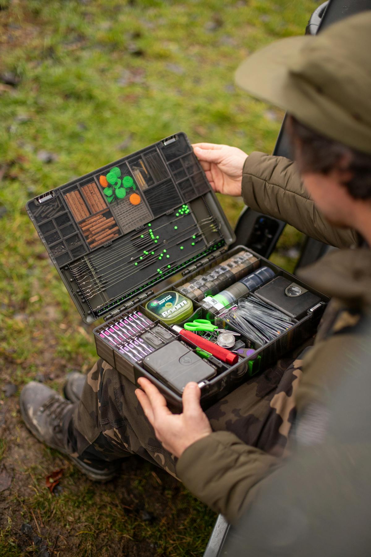 The Korda Tackle Box Large has plenty of space for smaller items in secure compartments with transparent lids