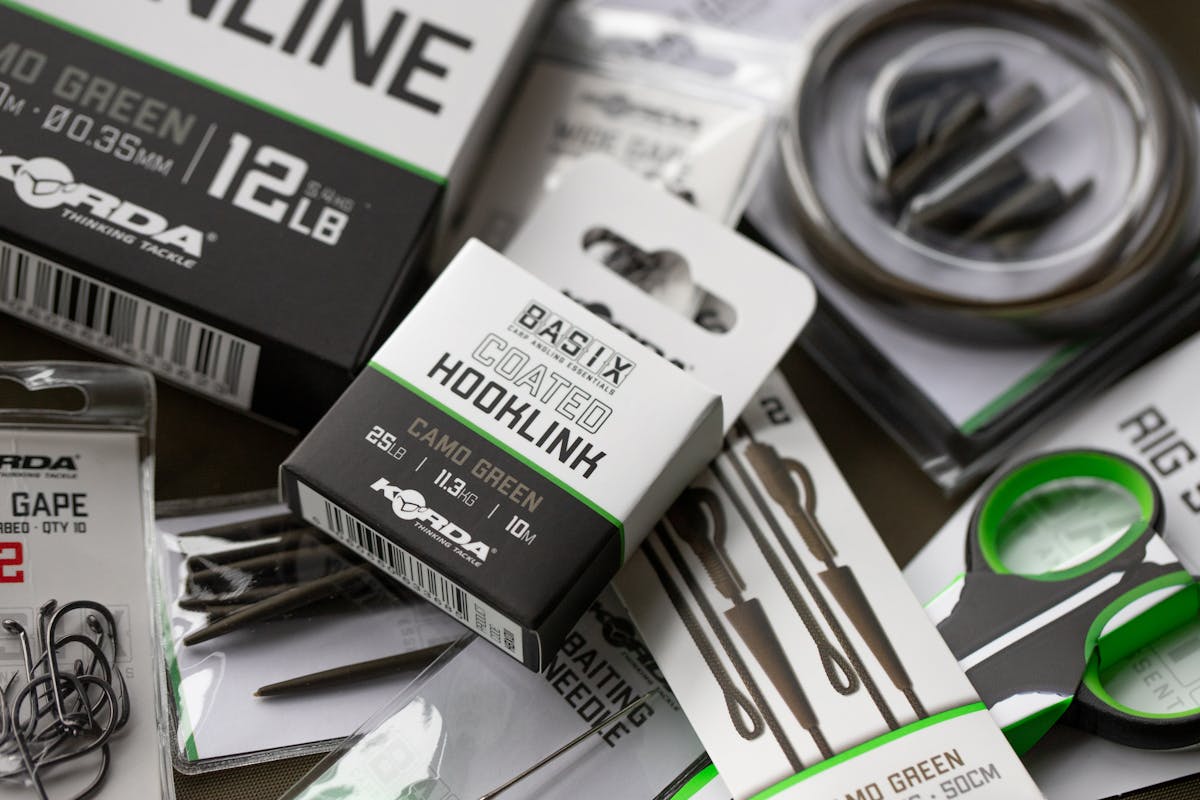 The Korda Basix range includes all the terminal tackle that you need to construct carp fishing rigs
