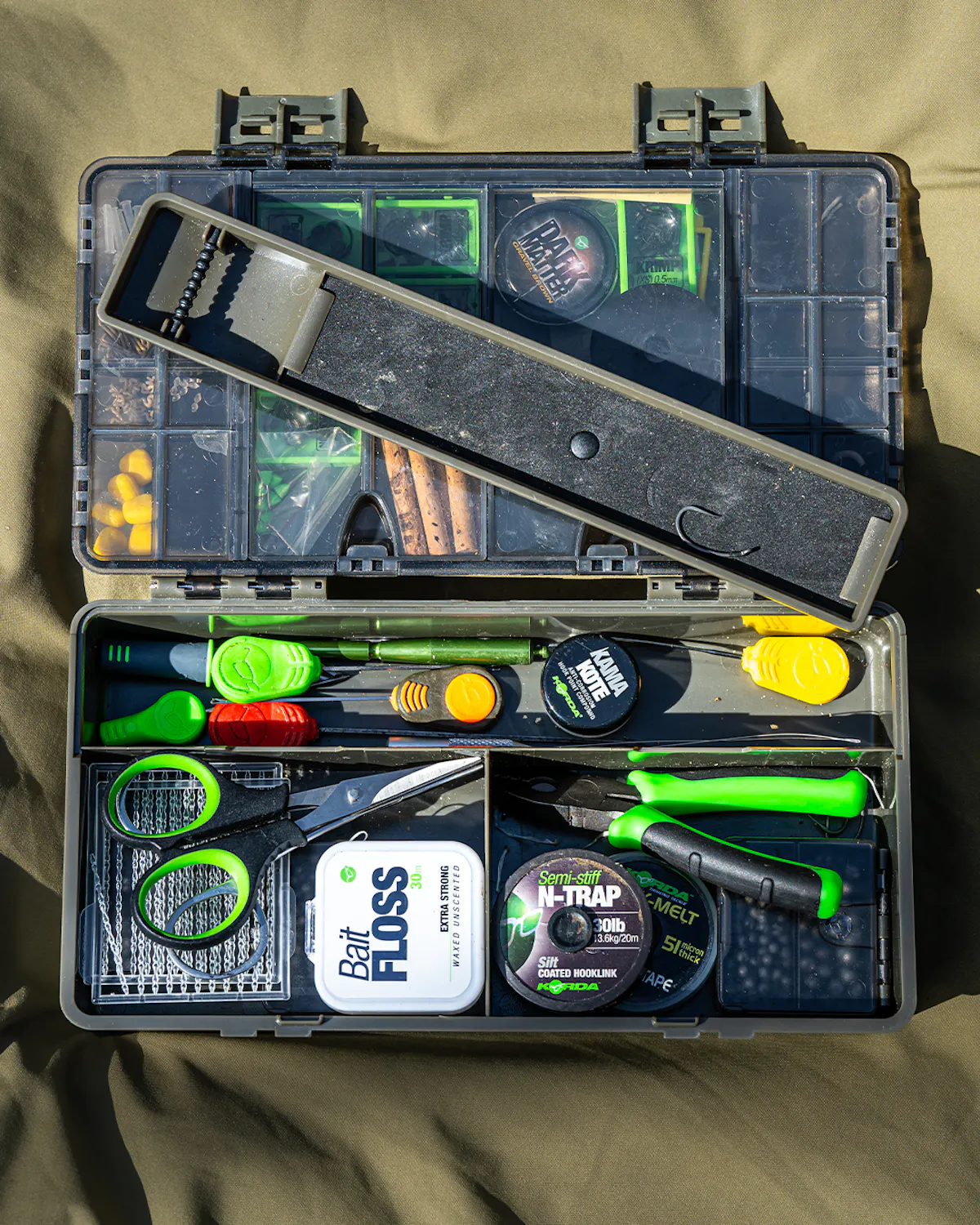 The best way to store all of your tackle neatly is in some sort of tackle box, like the Basix one