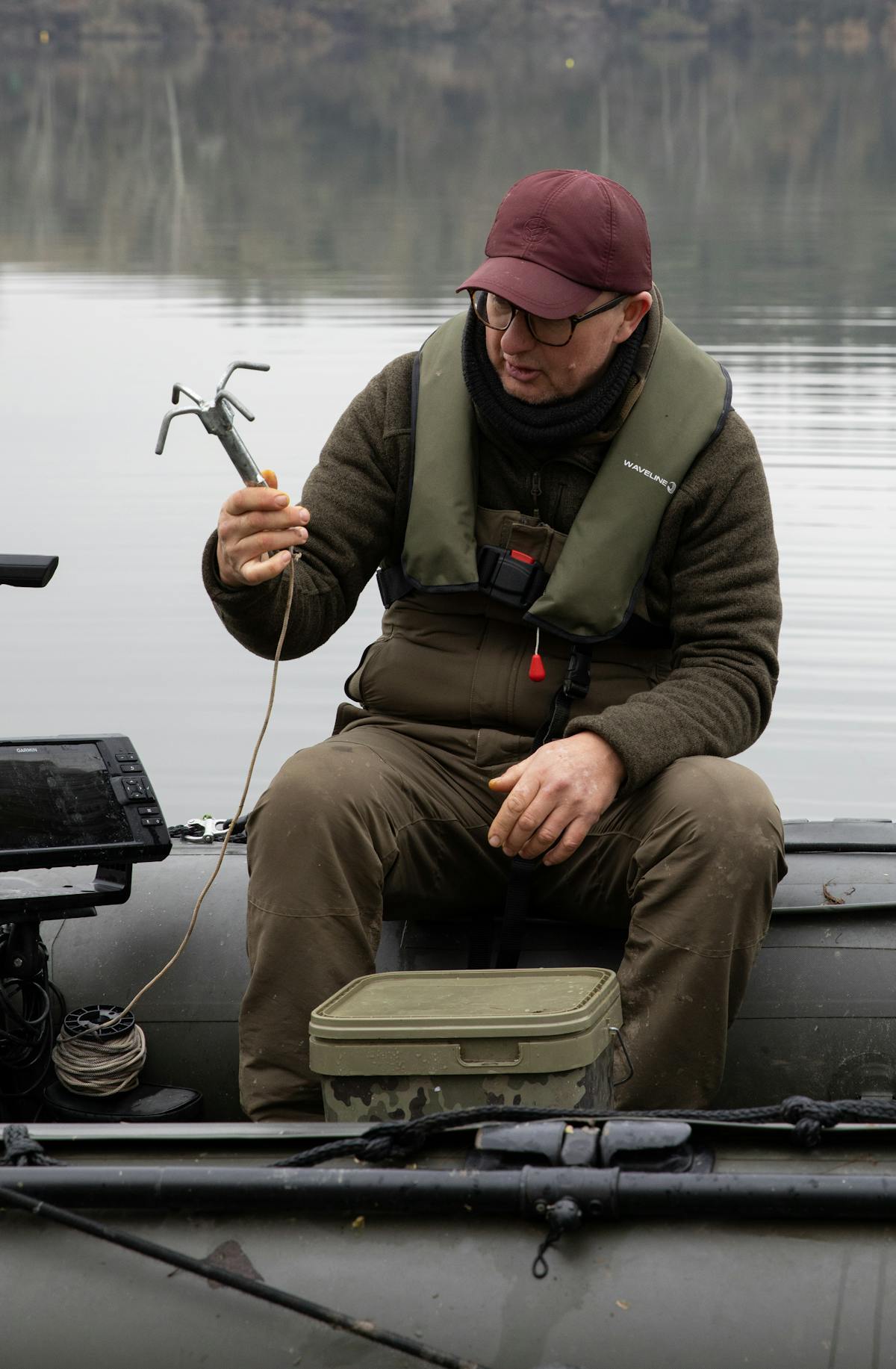 Some anglers carry a grappling hook on a rope to help retrieve their line if it becomes snagged whilst playing a fish