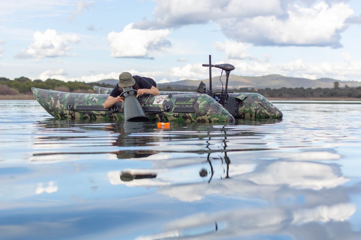 A boat and an aquascope makes it easy to locate weed beds, gravel patches, snags, and any likely looking fishing spots