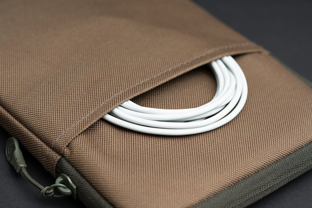 An external pocket is ideal for cables