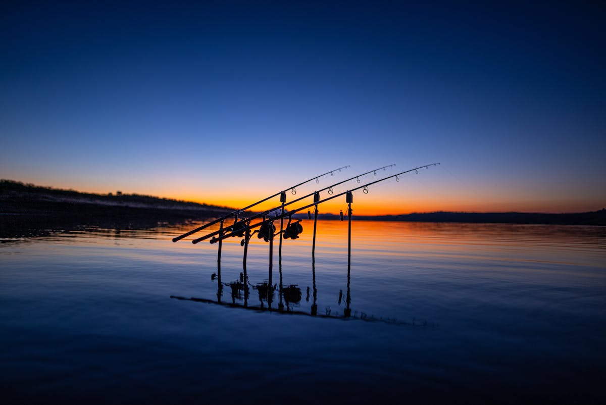 On big lakes it may be necessary to fish with your rods out in the water and tips up high