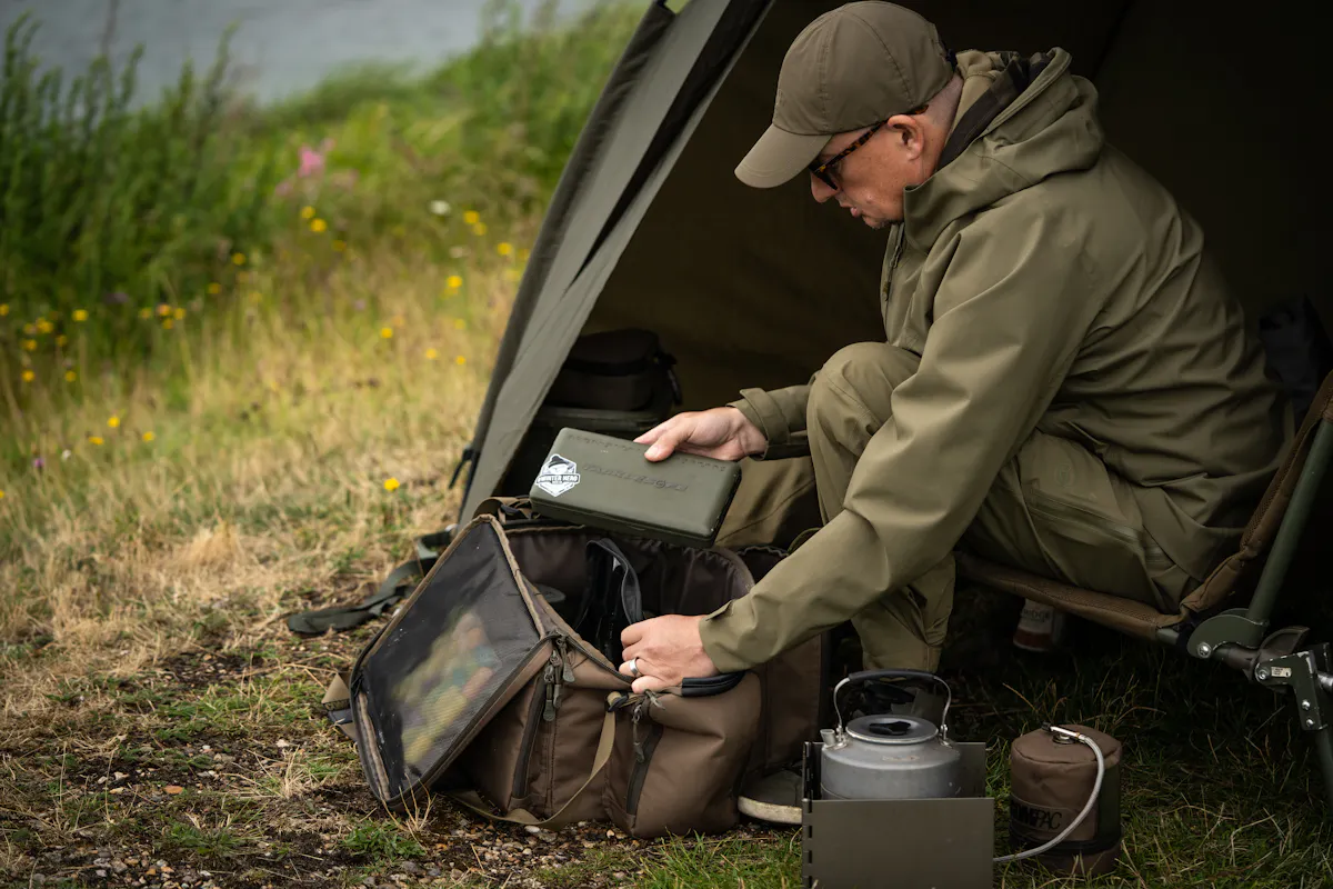 The Korda Compac tackle storage range is made from heavy duty water resistant fabric with a reinforced waterproof base