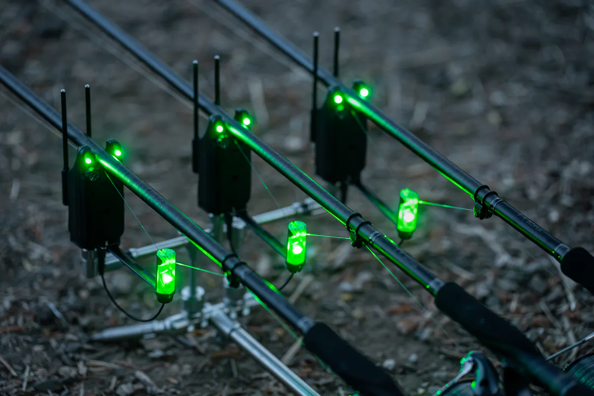 Bite alarms such as Delkims are designed to hold your rod securely in place, and Snag Bars can be added to ensure there is no chance of it being pulled in