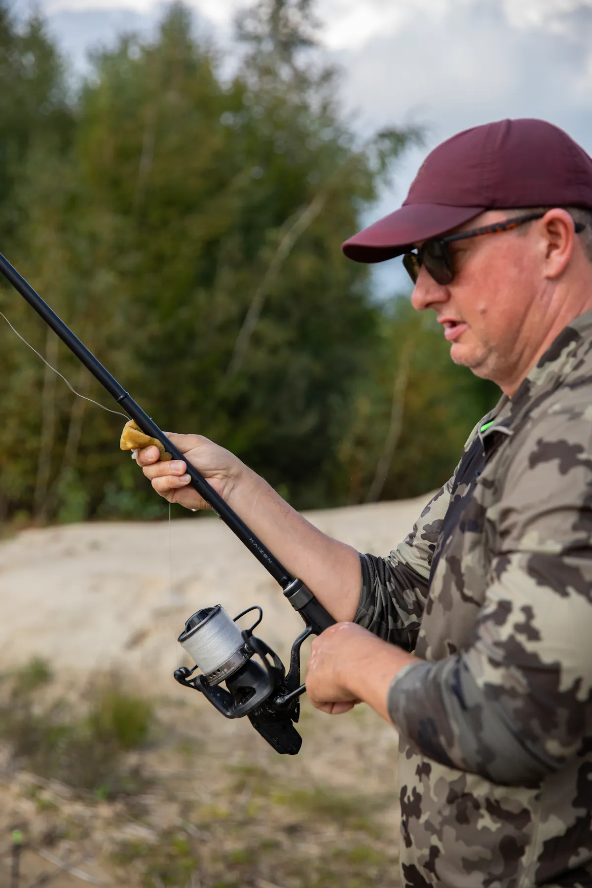 Winding your line back through a damp sponge helps to clean it and also ensure that it lays properly on the spool - especially important with fluorocarbon