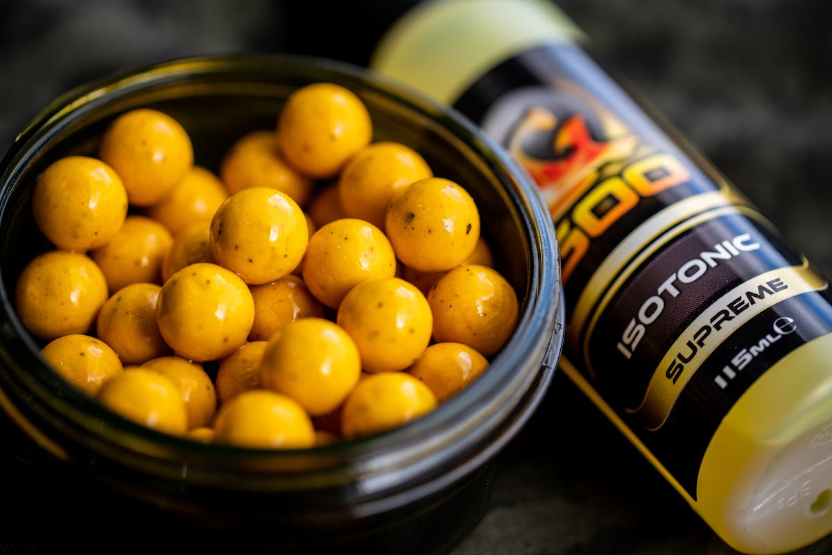 Spring fish can be real suckers for a bright hookbait, either as a single, over bait, or in a PVA bag, and finding the right colour and flavour combination on the day can be a turning point - a yellow pop-up with Isotonic and Pineapple Goos is Danny's first choice