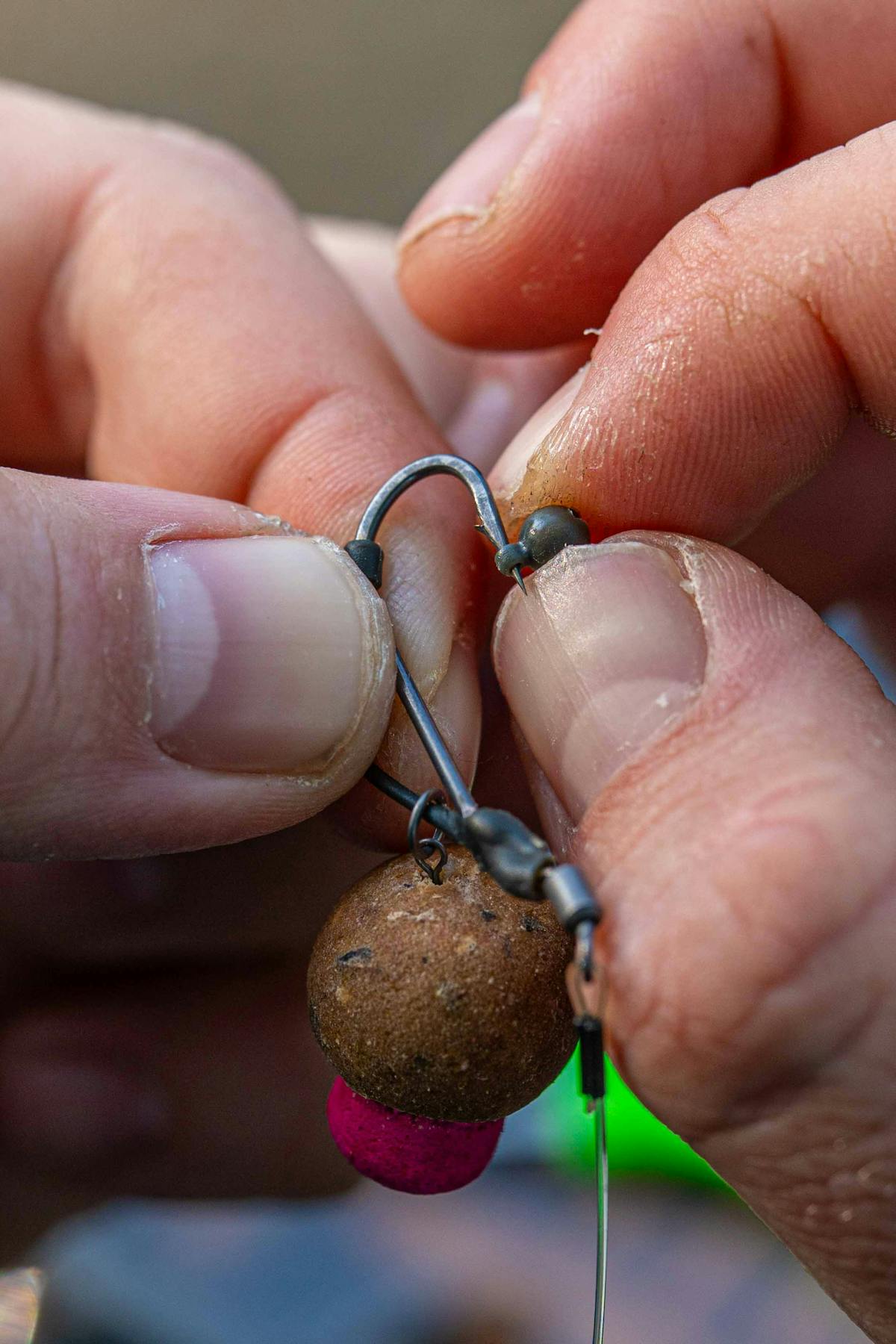 The Shot On The Hook is convenient - slide over your hook point and position it however you want. It can be used with all sorts of hook link materials, including coated braid and Boom