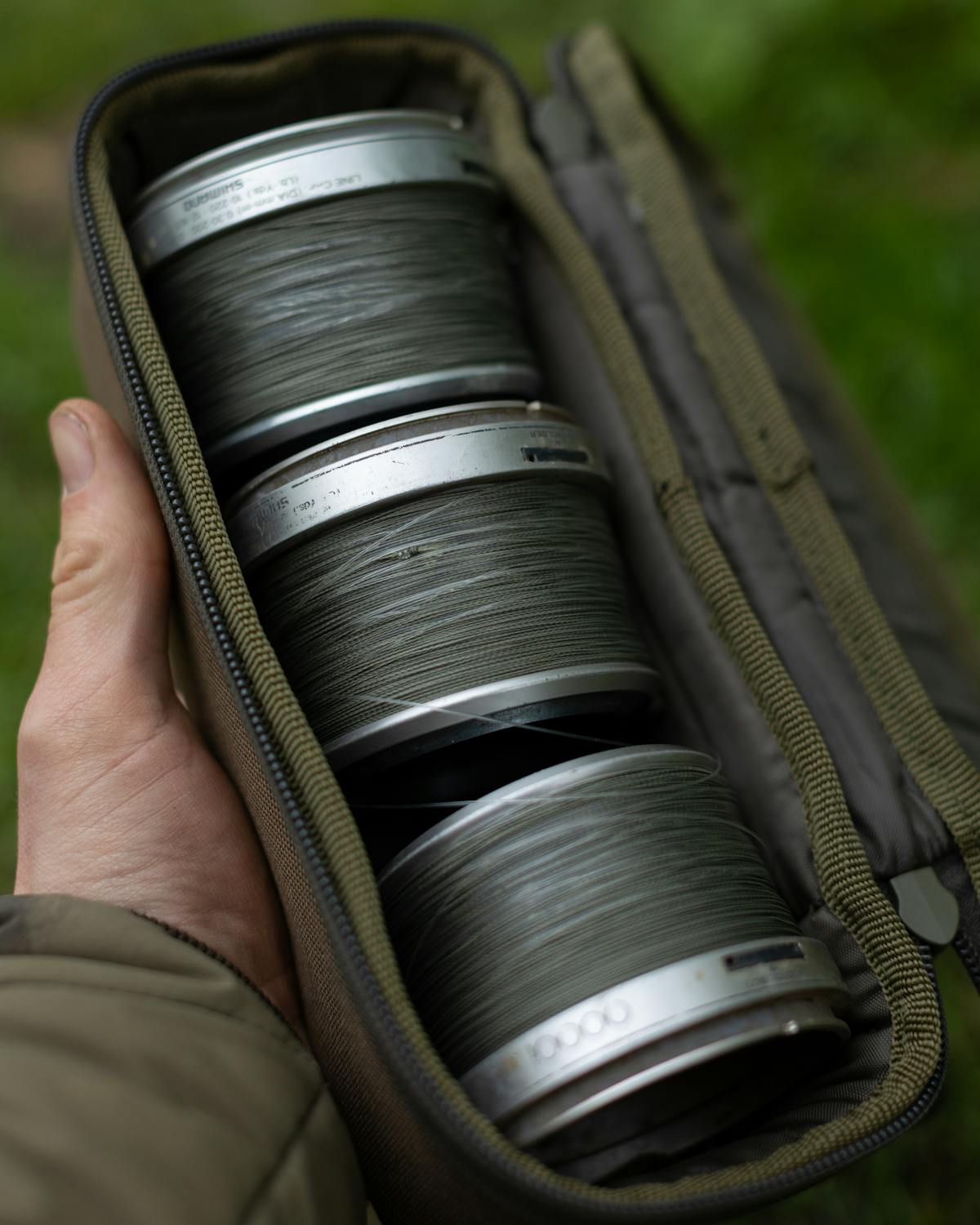 You can carry different types of line with you on spare spools, use the line clip or a rubber band to ensure it can come undone inside your Compac Spool Case