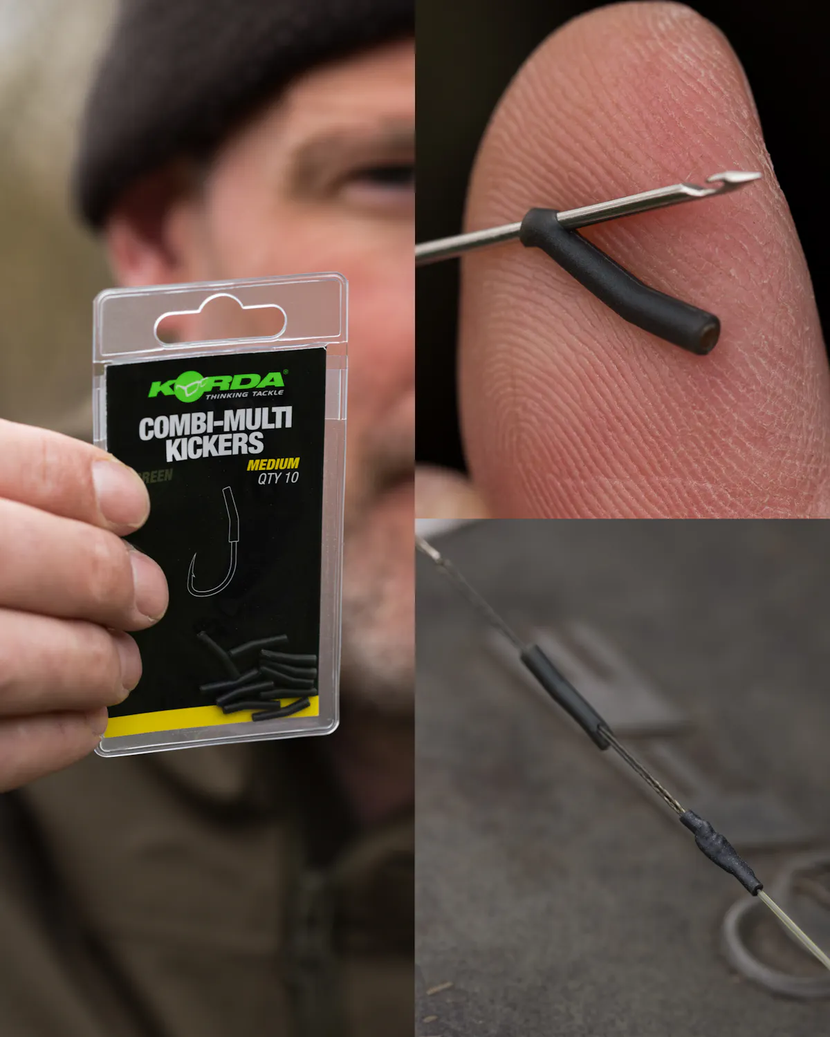 Korda Combi Multi Kickers can be adapted to be fished line aligner style, which helps make the hook flip over even more aggressively in the mouth of a carp