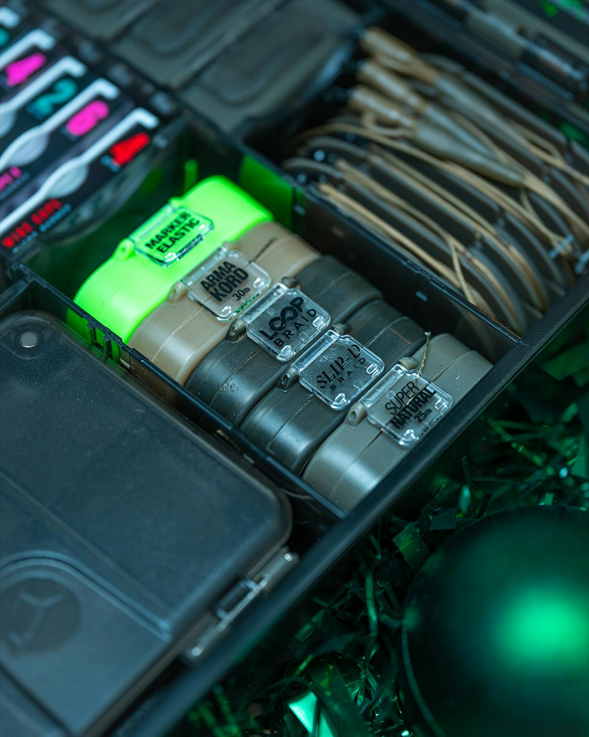 Korda Supernatural braid comes in a choice of colours on 20m spools which have been designed to neatly fit into a Tackle Box