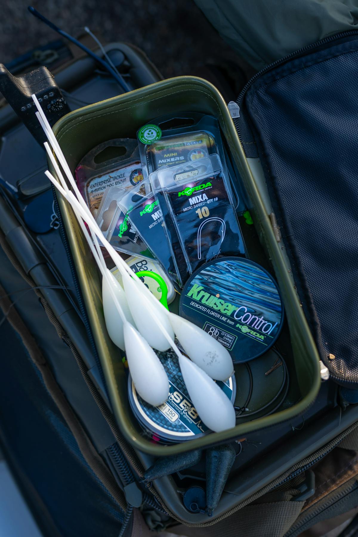 You don't need much tackle, just a Compac EVA pouch, or similar, with a few spare bits in it