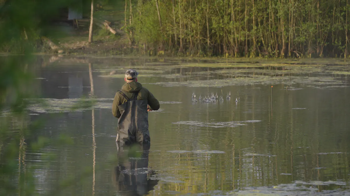 Baiting with a catapult allowed the boilies to be spread out a bit more, so the fish were moving between each mouthful