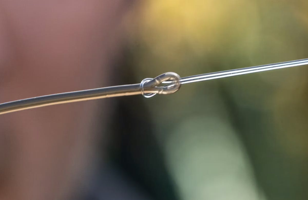 Tying a leader knot to attach a fused leader, like the Dark Matter range, is very simple