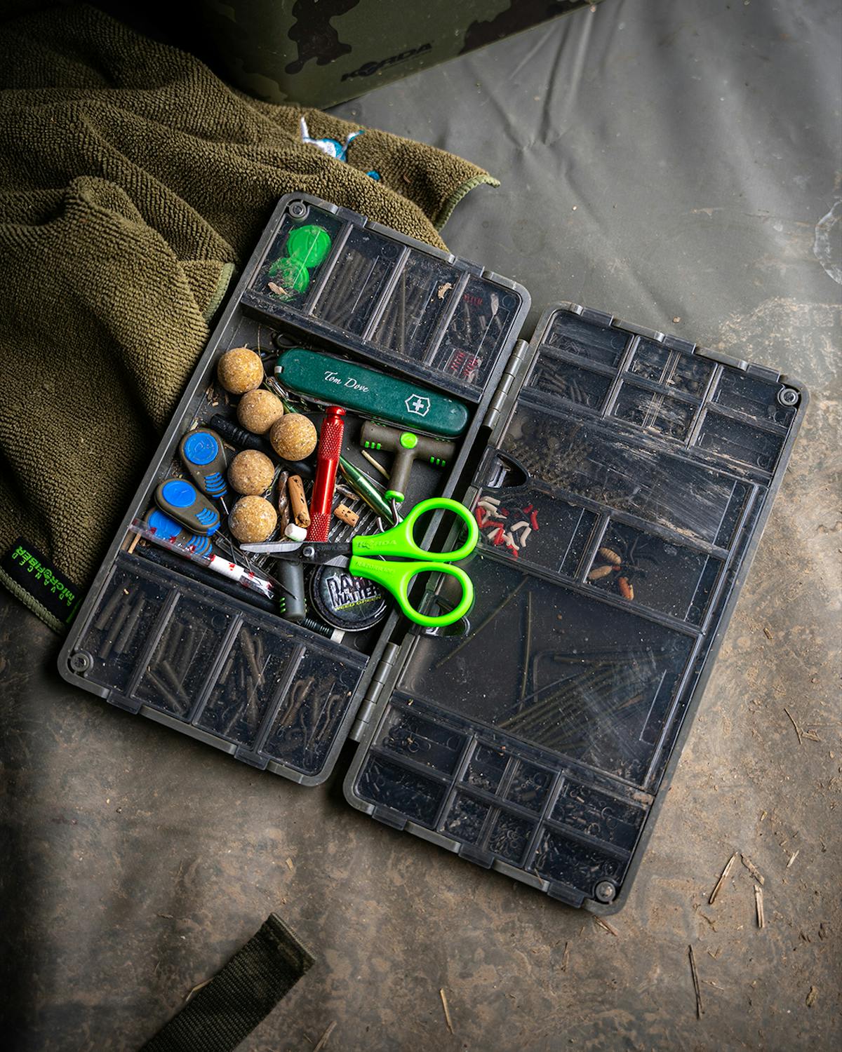 The Tackle Safe has plenty of space for rig tools such as scissors and baiting needles